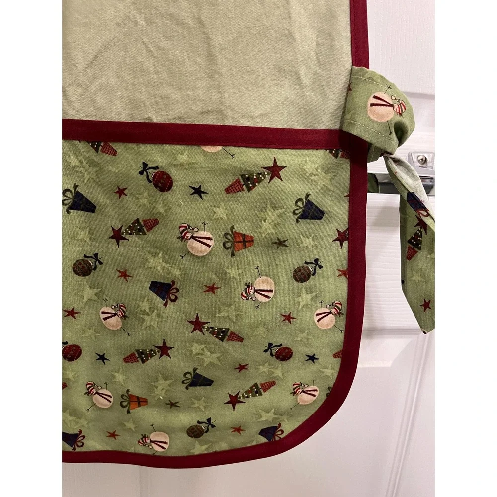 Handmade Christmas Print Apron: Santa Kitchen Apron, Adult XS-XL